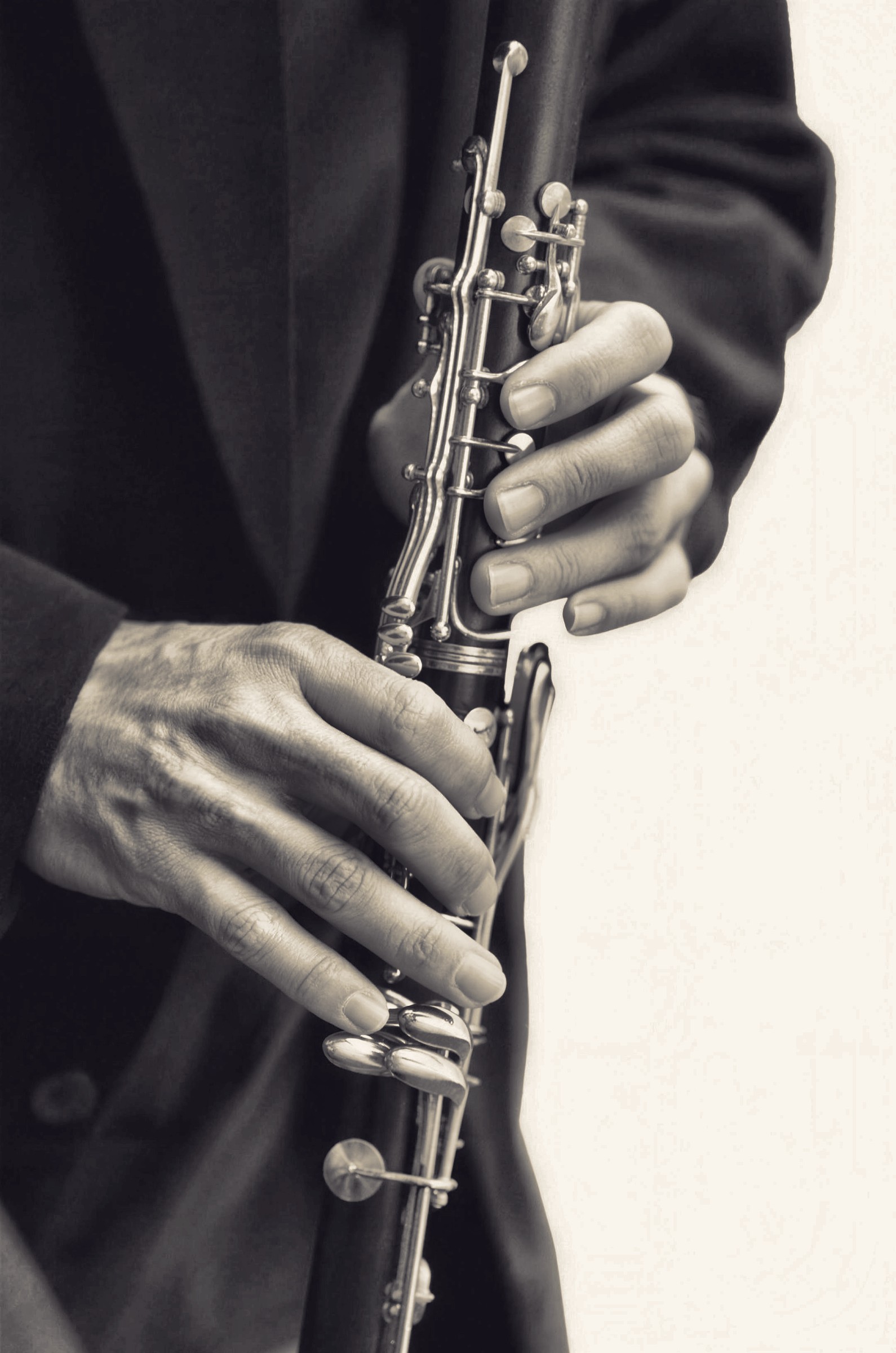 Dan's hands on the clarinet keys