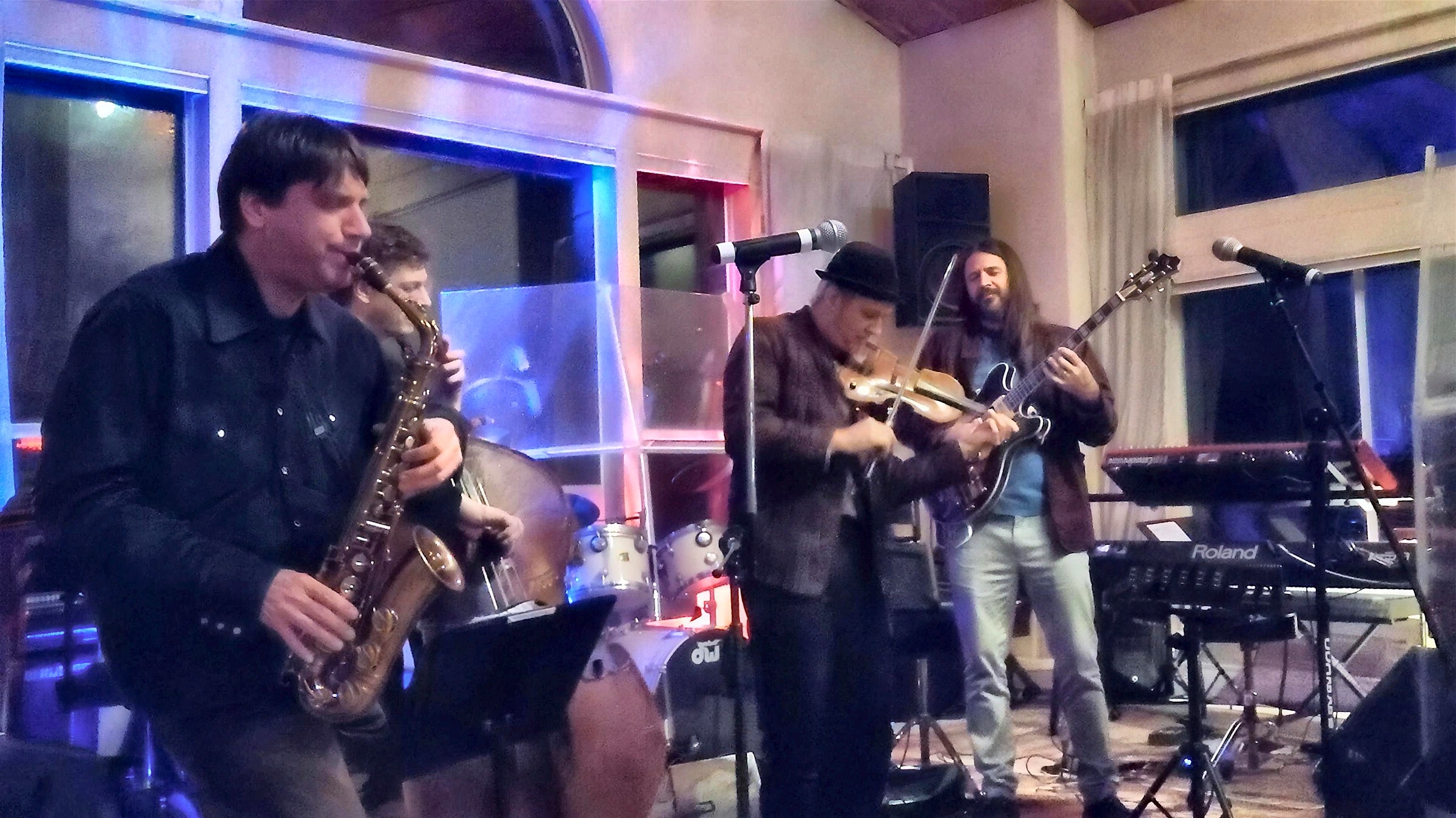 Burning Man Jazz Café at night